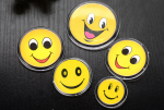 custom acrylic name badge tag smiling faces